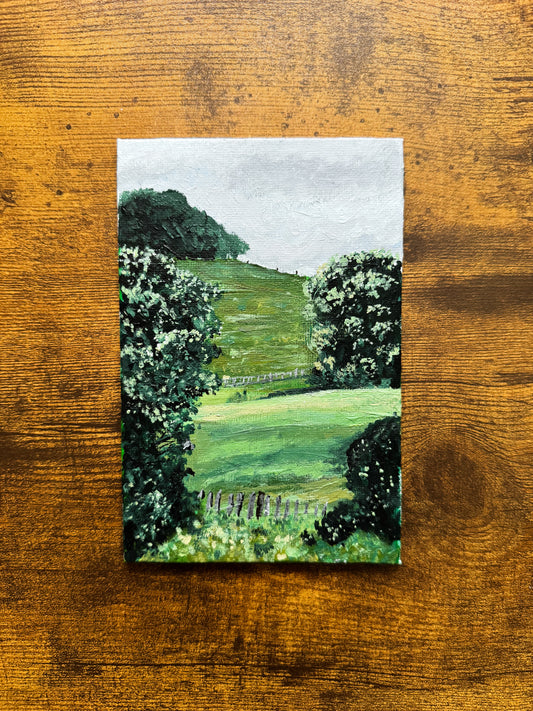 Blooming Trees on Farmland Original Painting