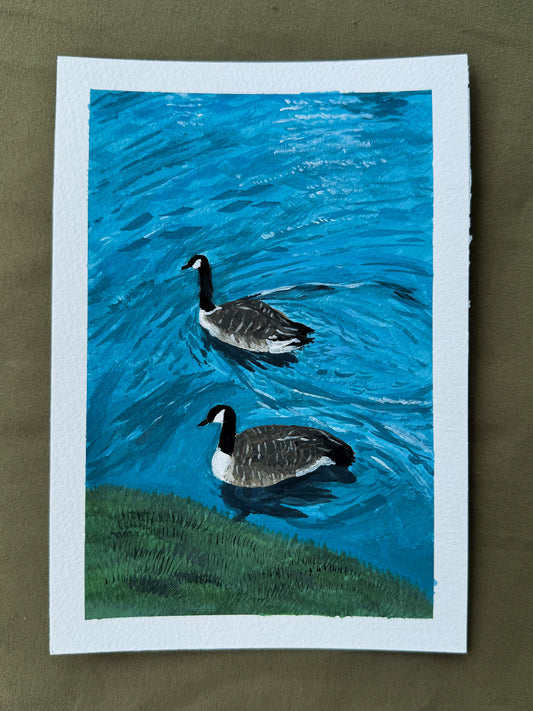 Geese in the Pond Original Painting