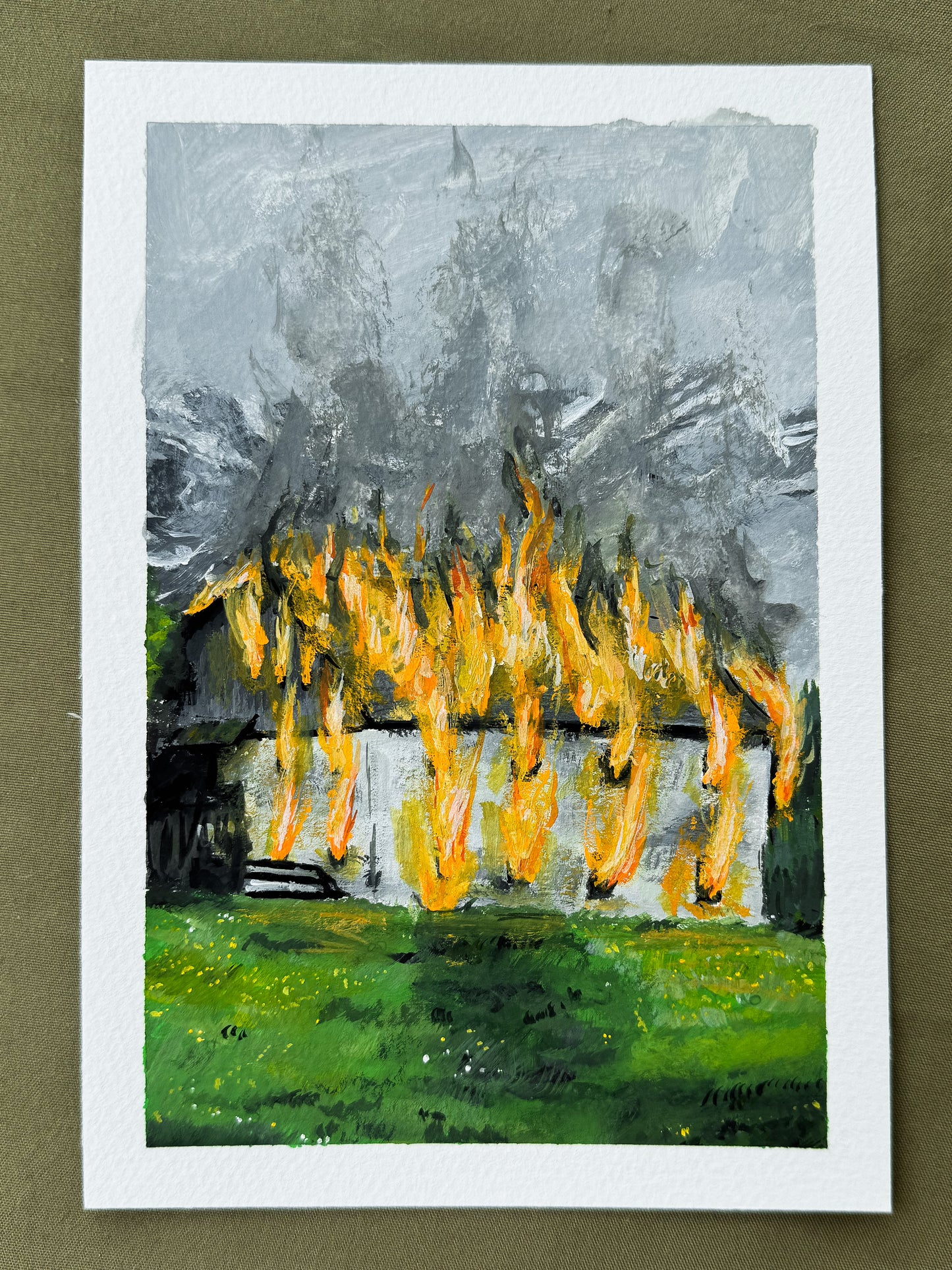 Lost Memories (House on Fire) Original Painting