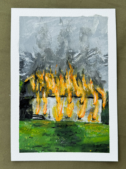 Lost Memories (House on Fire) Original Painting